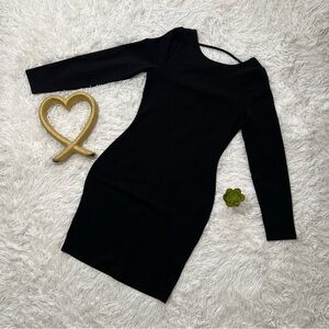 Express Black Asymmetrical Long Sleeve Bodycon Dress